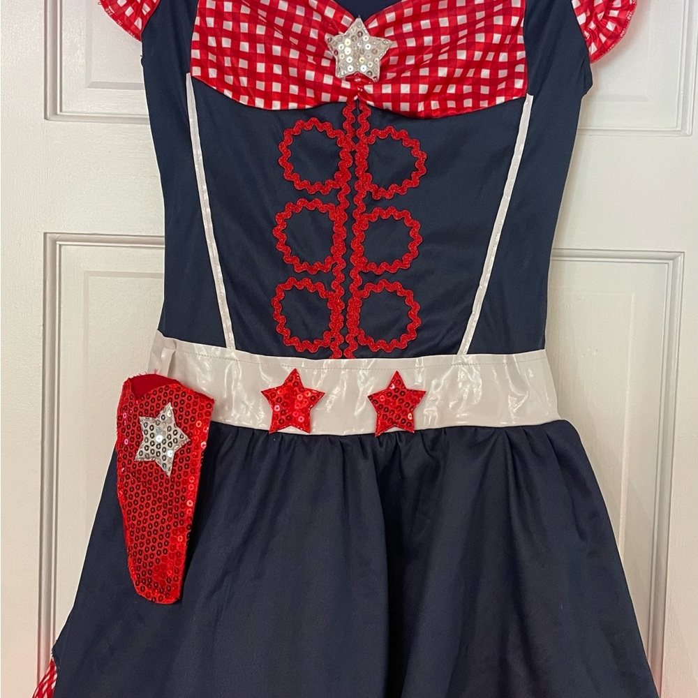 Teen/Adult Western Costume Dress with Red Cowgirl Hat